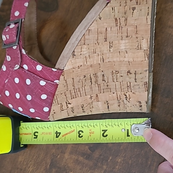 Toms Cranberry & White Polka Dot Wedge Sandals size 9 - Picture 8 of 10